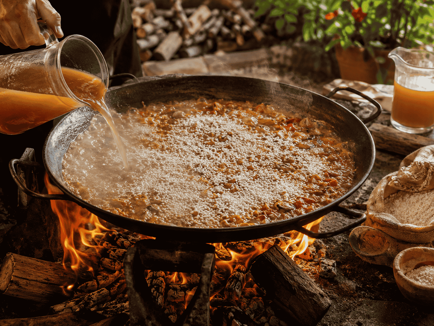 Paella a la leña